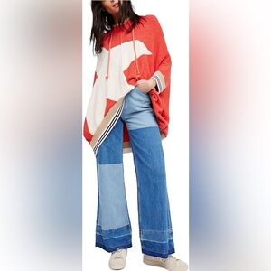 Free People Denim Patchwork Wide Leg Jeans Size 26